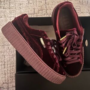Fenty Puma Women's Burgundy Velvet Sneakers